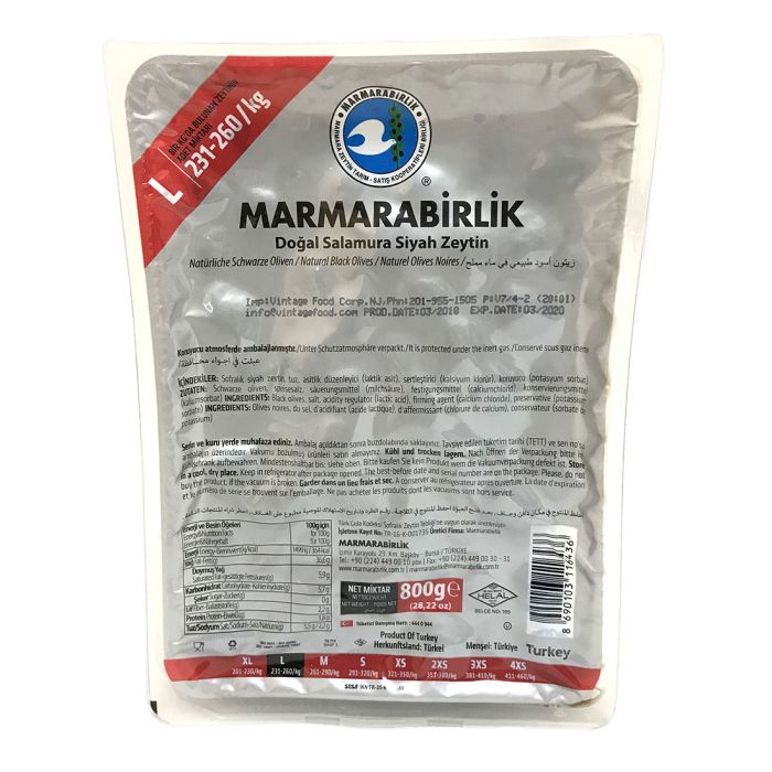 MARMARABIRLIK NATURAL BLACK OLIVE LARGE VAC 800 G